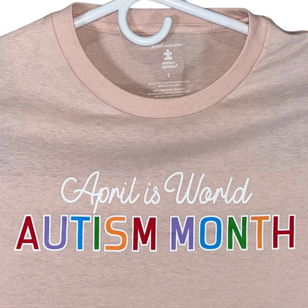 Autism Speaks World Autism Month T-Shirt‎ Dusty Rose Pink Mens Large New